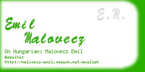 emil malovecz business card